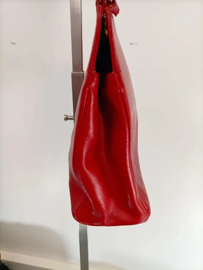 Sac à main rouge en cuir rouge Lancel été vintage - photo numéro 8