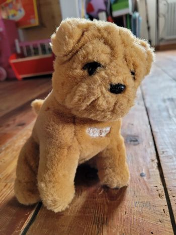RARE Peluche Bouledogue Boulgom sable brun marron 19cm doudou Made in France collection
