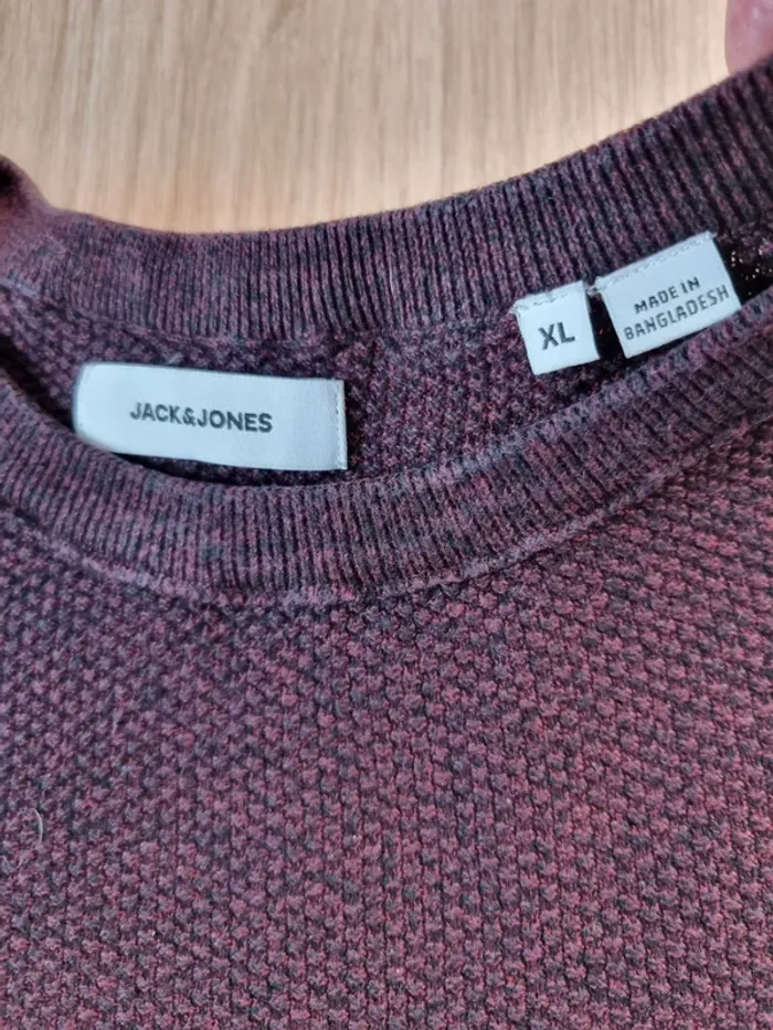 Pull a col rond Jack & Jones bordeaux Homme Taille L - photo numéro 2