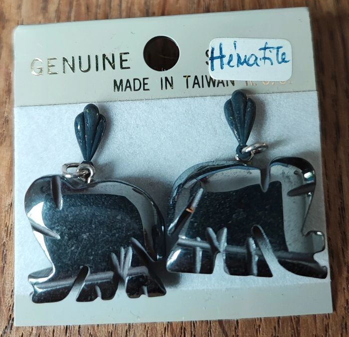 Boucles d'oreilles vintage Éléphants Hématite - photo numéro 2