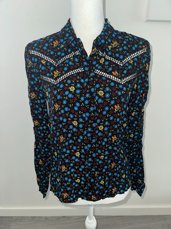 Chemisier à fleurs noir et multicolore Maje T3 40 L - photo numéro 3