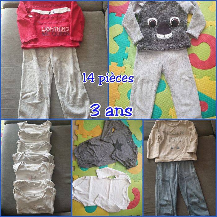 Lot 3 pyjamas et bodies hiver 3 ans 15 pièces
