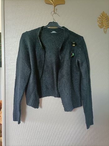 Gilet court noir avec abeille en sequin