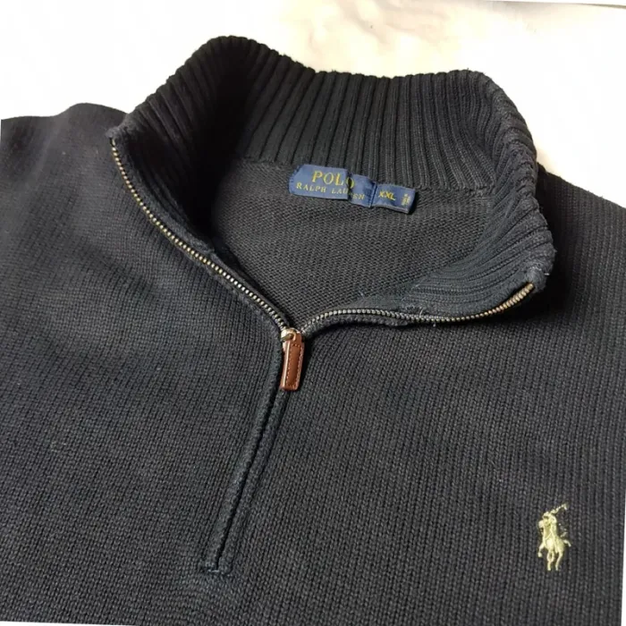 Pull Camionneur half demi zip Ralph Lauren XXL Noir - photo numéro 4