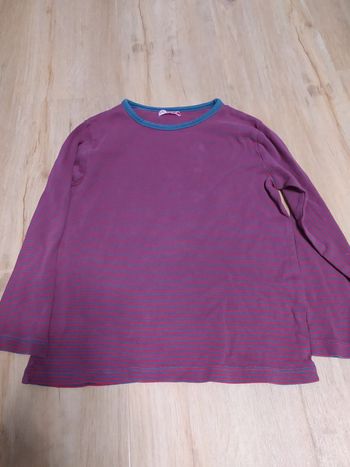 T-shirt manche longue DPAM rouge rayé 8 ans