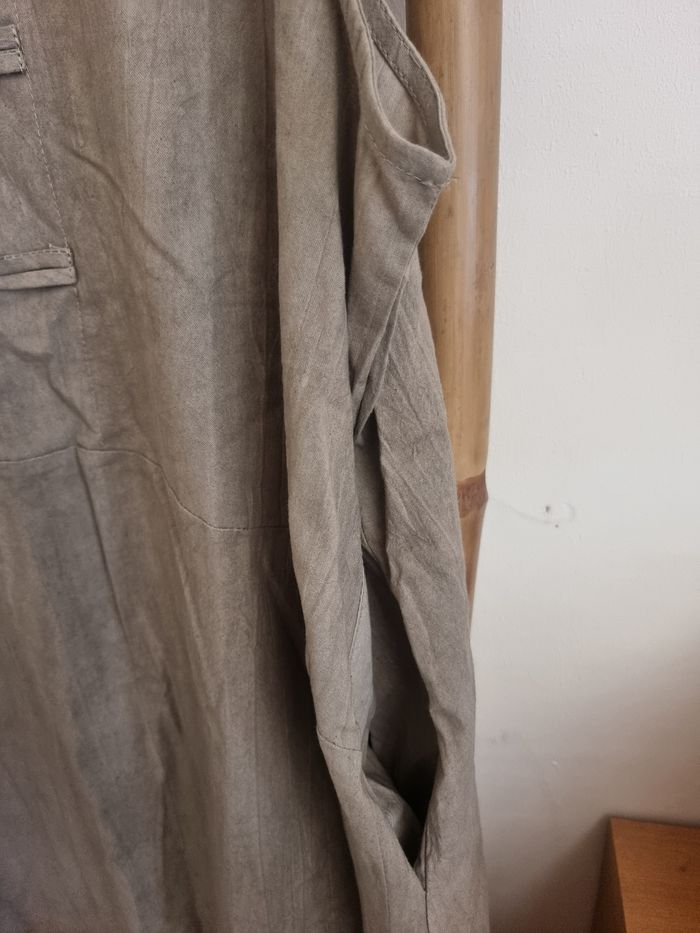Robe longue chinoise noeud grenouille kaki taille M/L - photo numéro 2