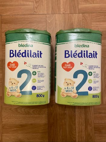 Lot de 2 laits infantiles Blédina Blédilait 2ème âge (6 à 12 mois) – 800g x 2 (NEUF)