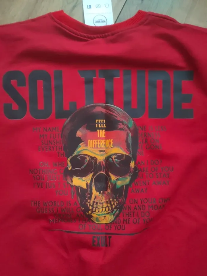Pull fin homme rouge tête de mort S Adriano neuf - photo numéro 2