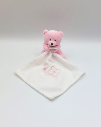 Doudou peluche ours bonbon rose fleurs Baby Nat’ Babynat BN0388 ourson état neuf