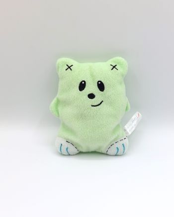 Peluche doudou hochet ours vert AIR FRANCE grelot nez noir 14 cm