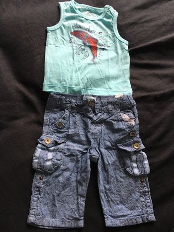 Ensemble 6 mois jean fin transformable en short et débardeur