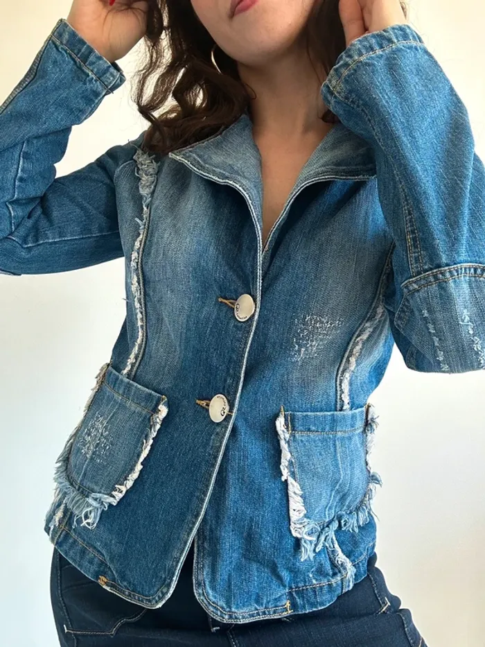 Veste en jean cintrée Y2K vintage années 2000 taille S - photo numéro 9