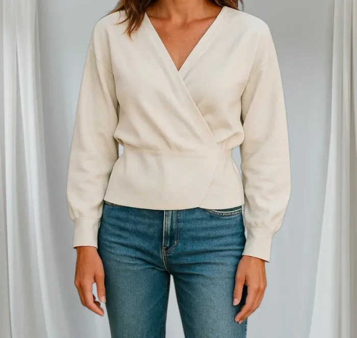 Pull blanc manches chauve-souris taille S