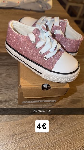 Basket basse rose pailletée 