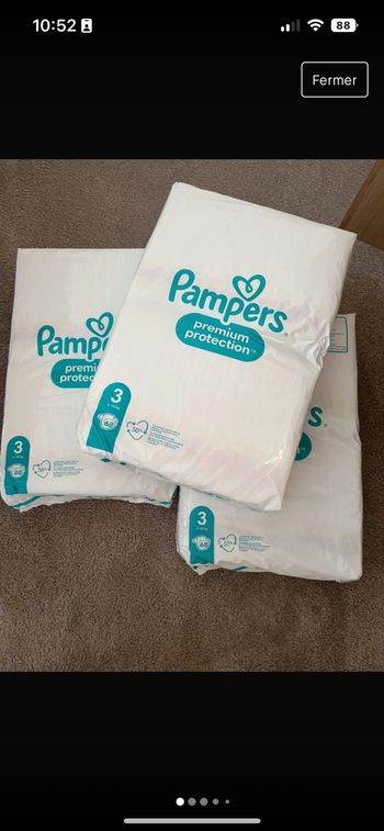 3 paquets couches Pampers premium