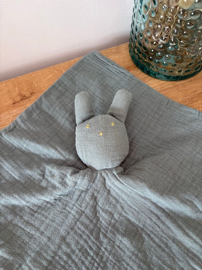 Doudou lange vert dore lapin gaze - photo numéro 2