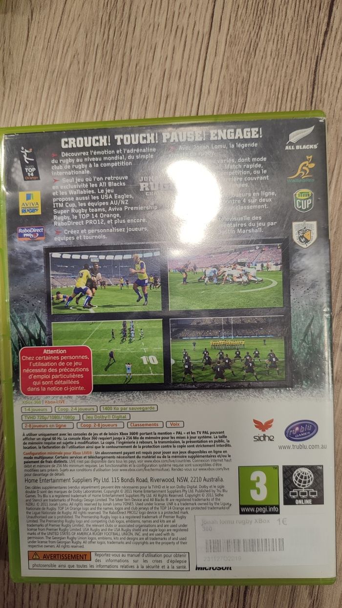 Jonah Lomu rugby challenge Xbox360 - photo numéro 3