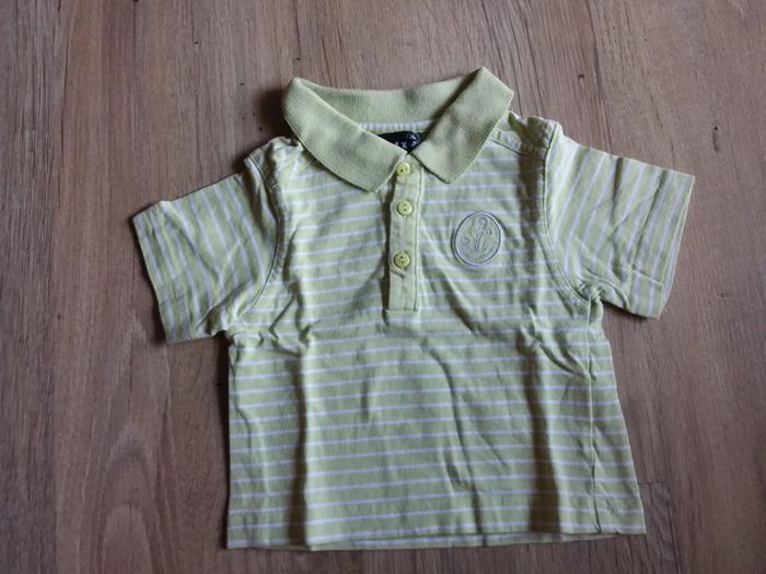 Polo rayé vert et blanc 6 mois