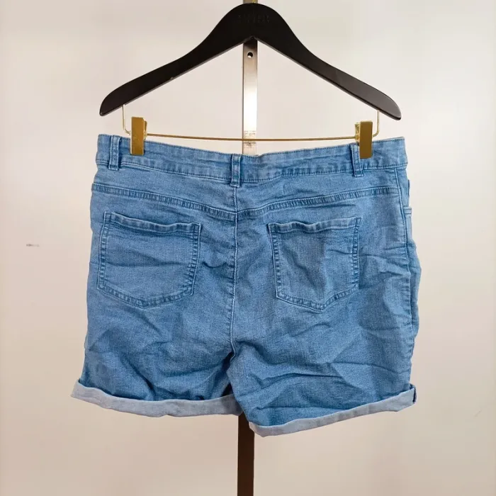 Short en jean bleu clair délavé taille haute Inextenso taille 42 A856 - photo numéro 6