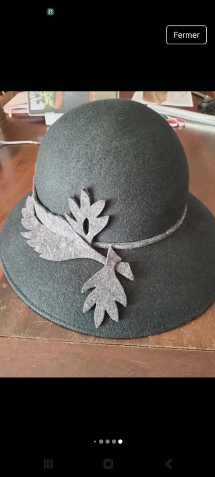 Chapeau femme noir en 100% laine 56cm - photo numéro 20