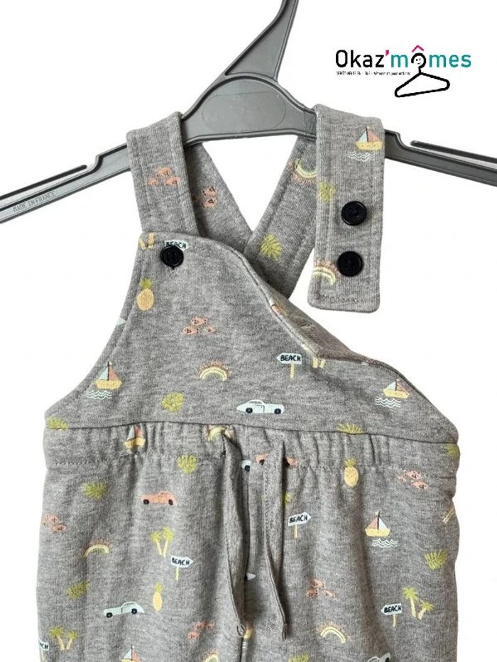 Salopette gris chiné (motifs pastel) - Bout'chou 3 mois (60cm) - photo numéro 2