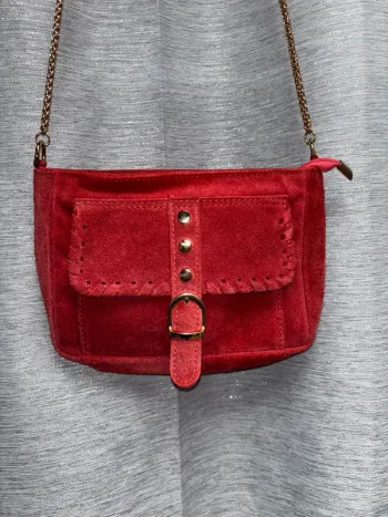 Sac bandoulière neuf, sac à main cuir Genuine Leather, sac femme en cuir véritable, sac chaîne