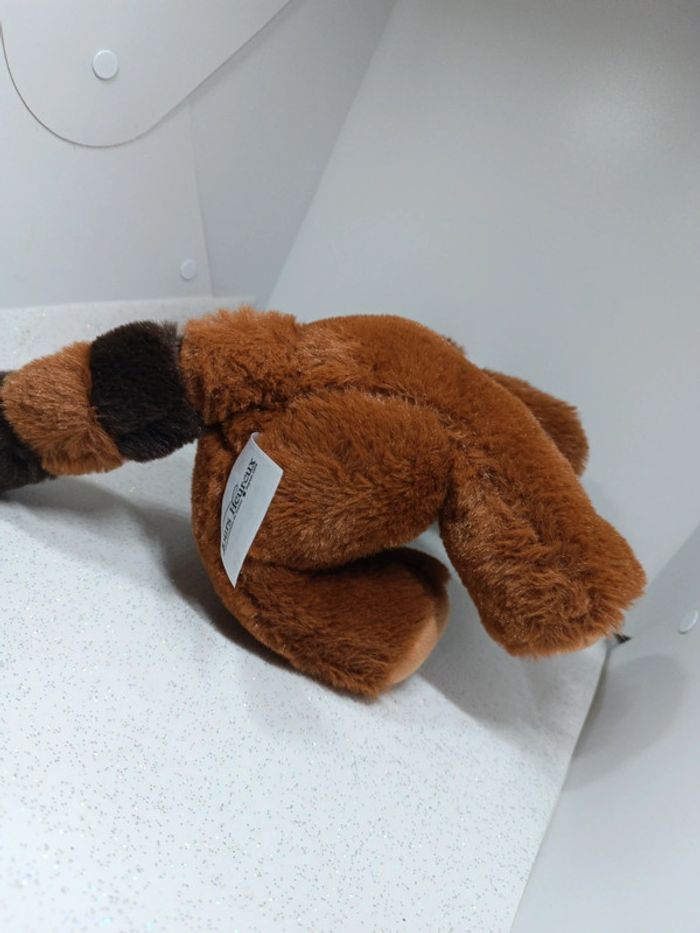 Peluche plush Teddy doudou raton laveur jours heureux France raccoon panda roux rayure bandana jaune - photo numéro 8