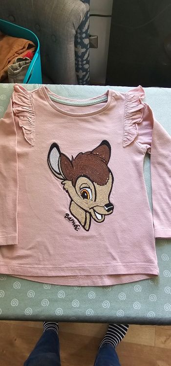 Tee shirt fille Bambi 92cm rose manches longues