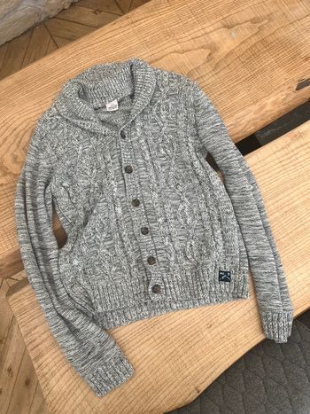 Gros gilet épais tape à l’œil laine torsadé gris 12 ans