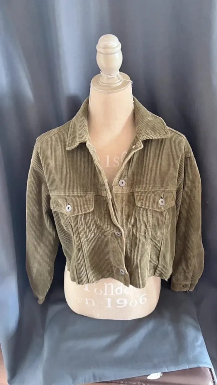 💕 veste chemise courte côtelé aspect velours taille 34 XS #zara - photo numéro 6