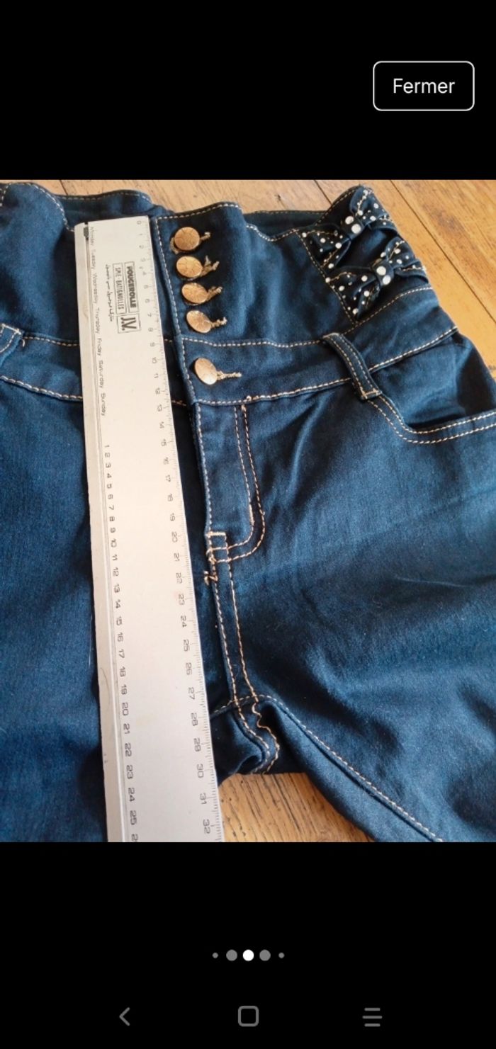 Pantalon Jeans, neuf avec strass taille M en 40/42 - photo numéro 5