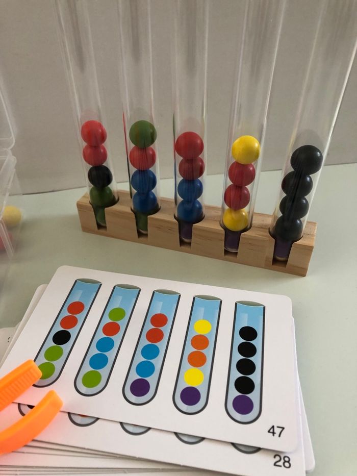 Jeux jouet abaque trie tube essai bille activé educatif mental motricite fine calme type montessori - photo numéro 3