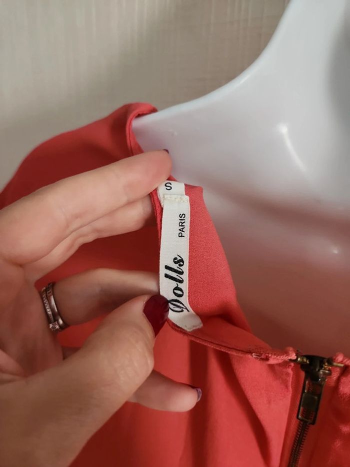 Blouse manches courtes Dolls S corail et beige - photo numéro 11
