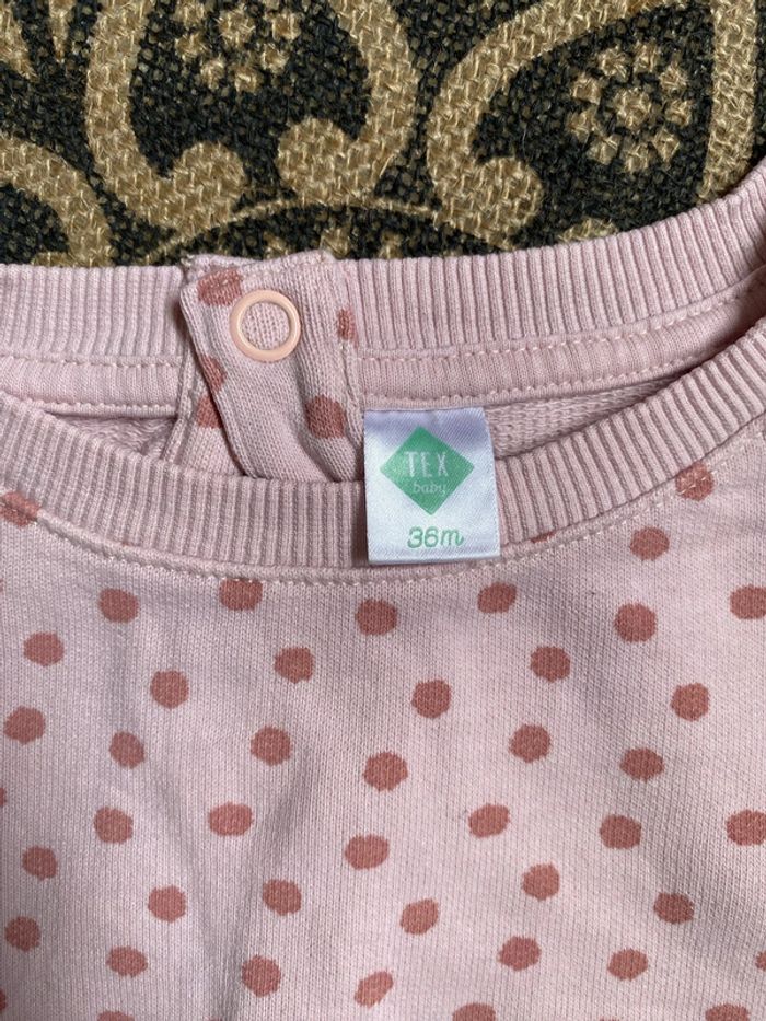 Pull sweat rose à pois Tex - photo numéro 2