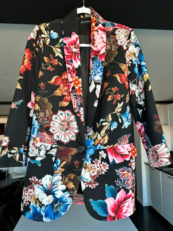 Blazer veste fleur mi longue