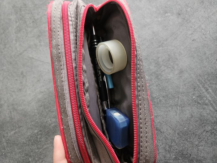 Trousse fourre-tout pour école rectangulaire 2 poches - Grise & rose - Fouganza - photo numéro 5