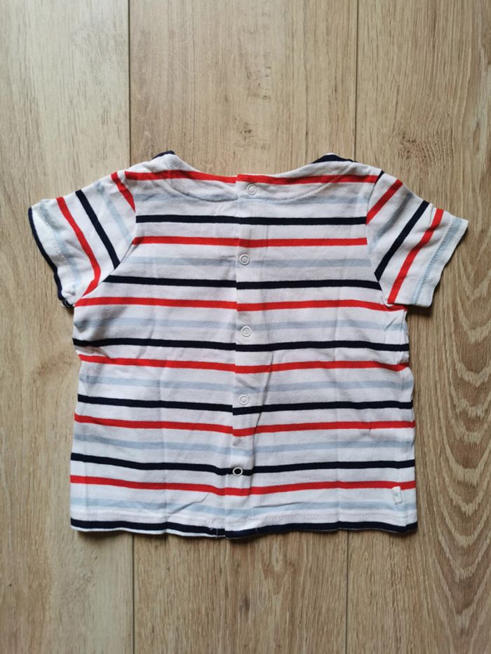 T-shirt blanc rayé bleu rouge Sergent Major 9 mois - photo numéro 5