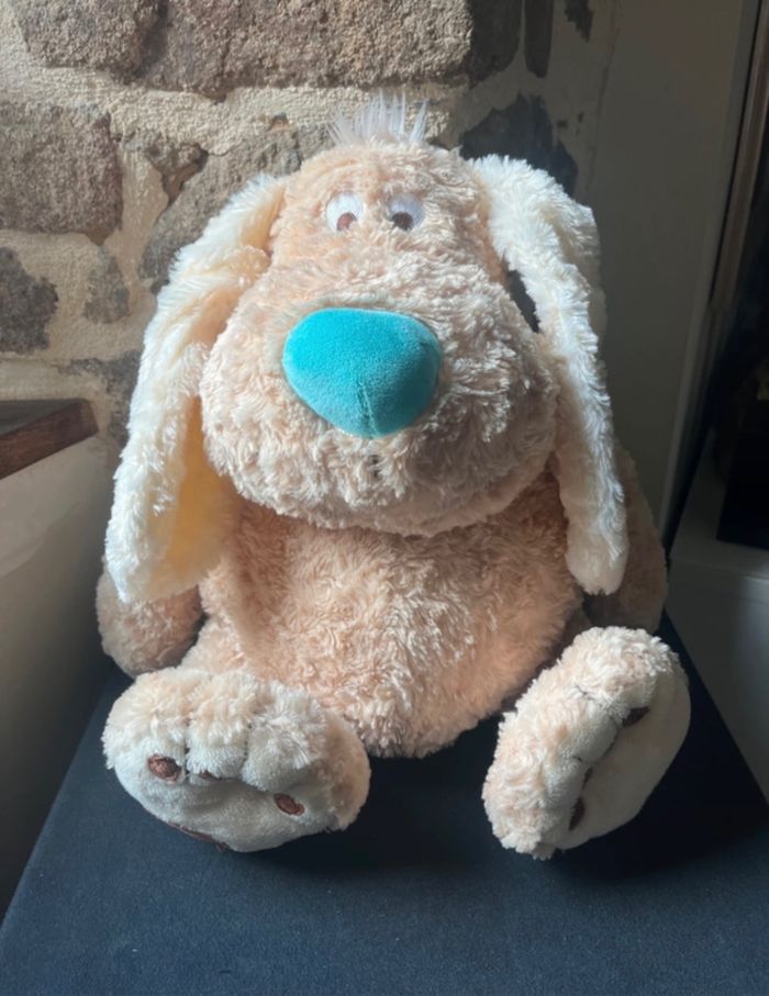 Grande peluche Chien beige, bleu 55 cm Anna Club Plush