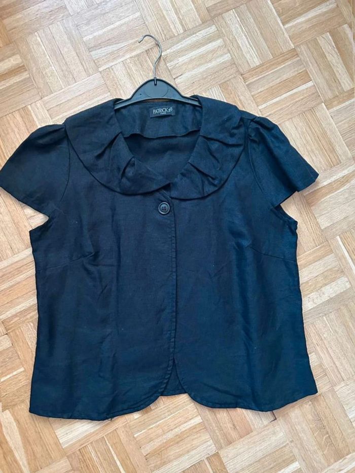 Veste  courte noir  en lin T3