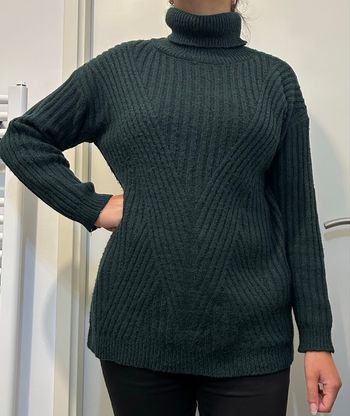 Pull vert col roulé 