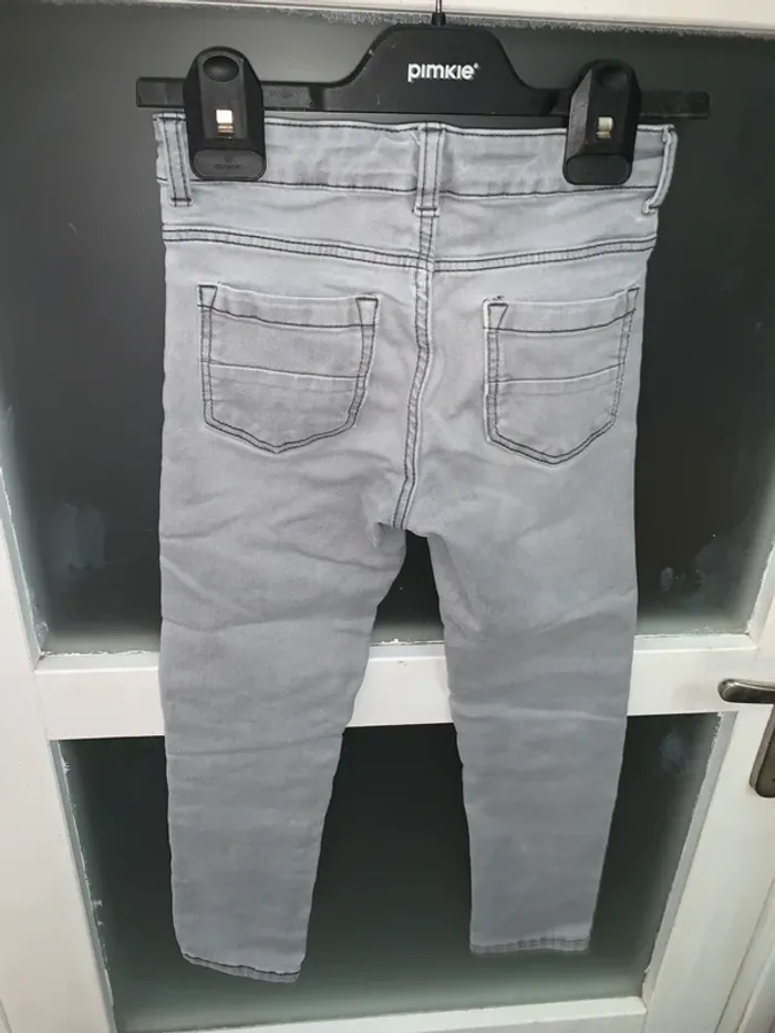 Jean gris enfant style motard, effet usé, 7 ans - photo numéro 2