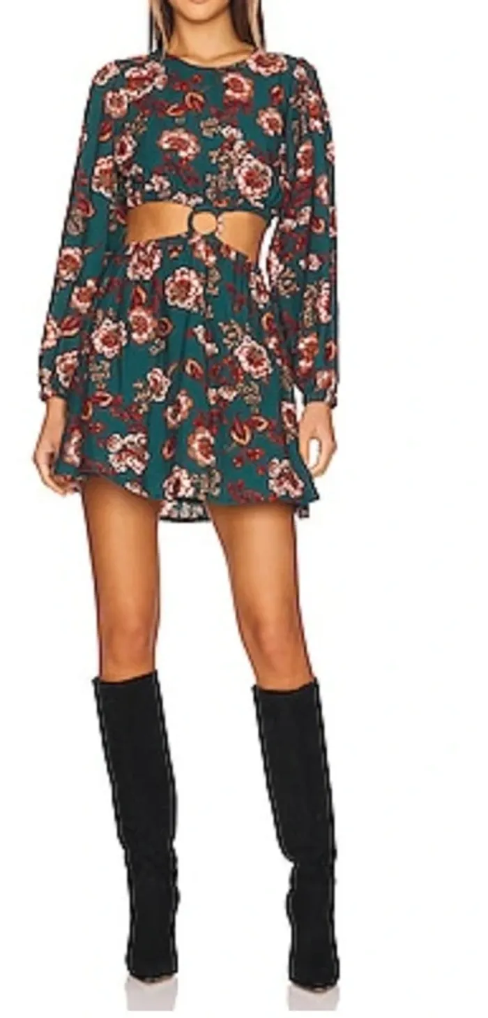 Robe fleurie Minkpink  Olivia in teal Taille M  Neuve - photo numéro 5