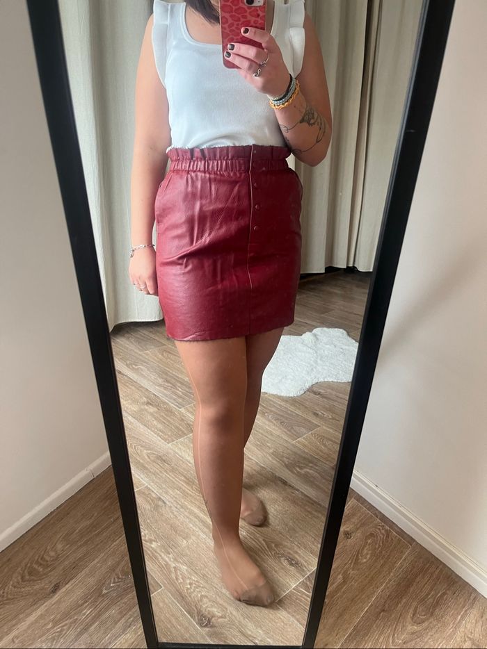 Jupe similicuir rouge
