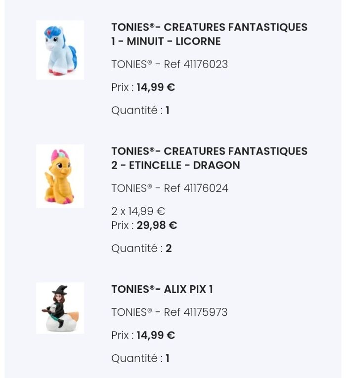 Lot de 3 tonies pour aure