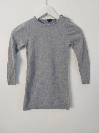 Robe pull grise à pois argentés fille 5 ans