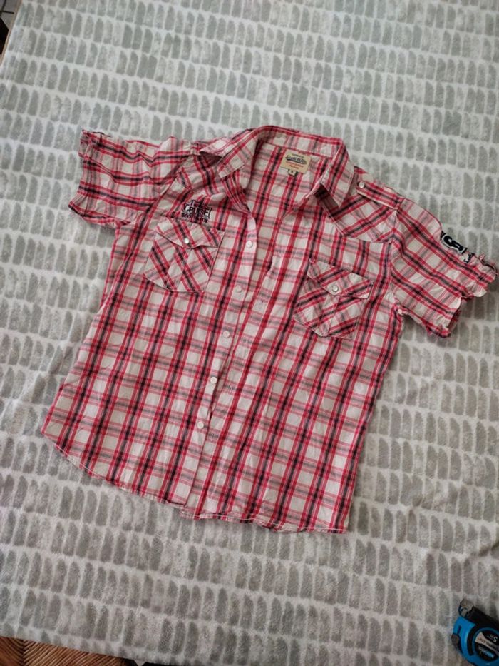 Chemise à carreaux rouge et écru Scott & Fox taille M - photo numéro 1