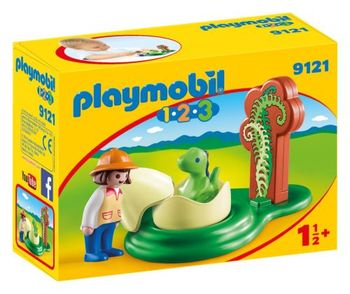 PLAYMOBIL 9121 1.2.3 Exploratrice et Bébé Dinosaure