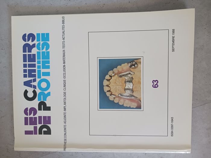 les cahiers de prothese septembre 1988