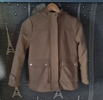 Parka marron clair avec capuche fausse fourrure 12ans