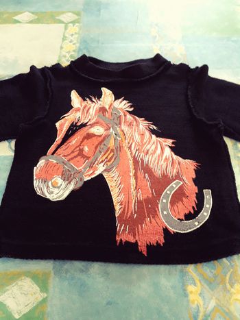 Pull noir avec tête cheval - 6 ans